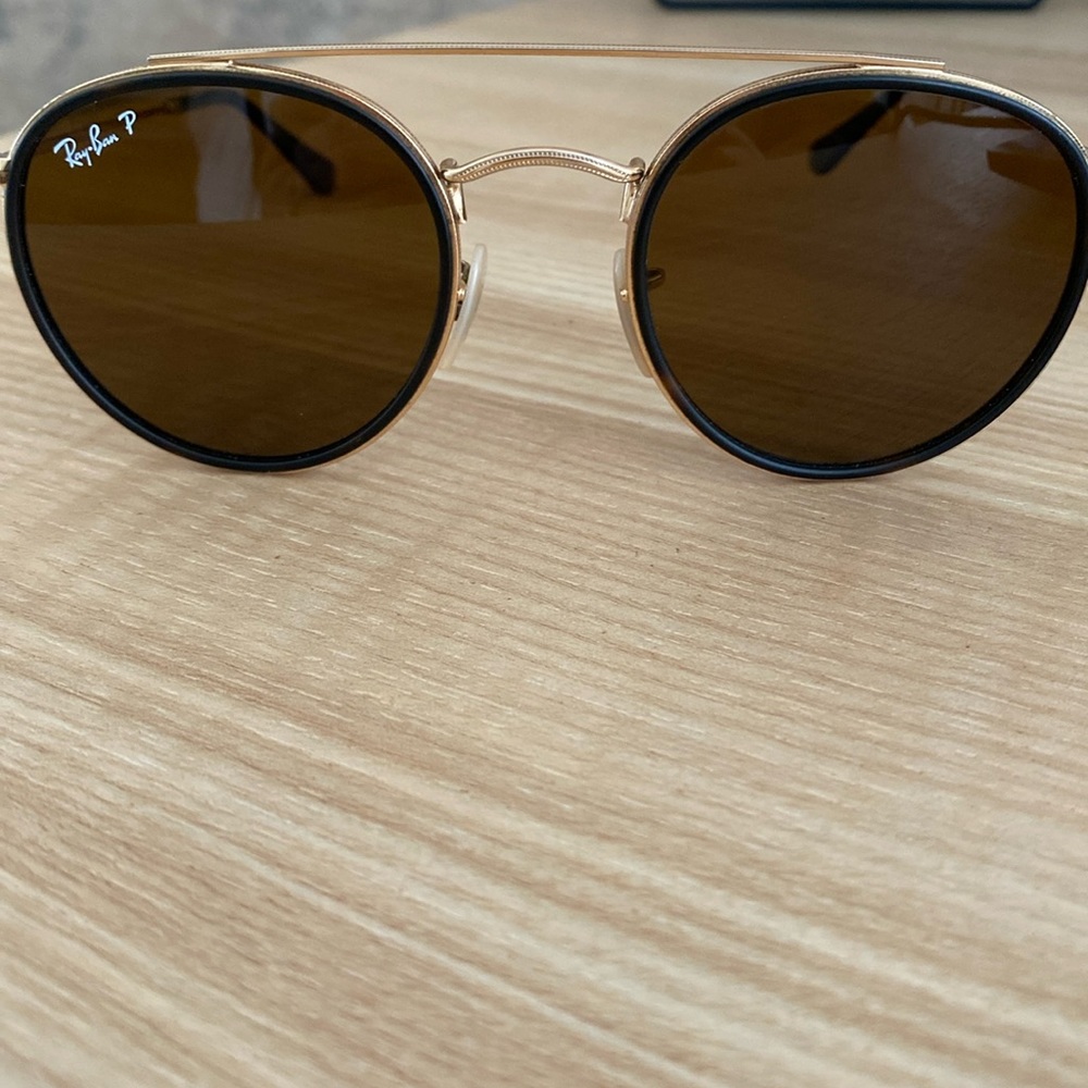 Ray Ban Polarized Round Double Bridge Sunglasses